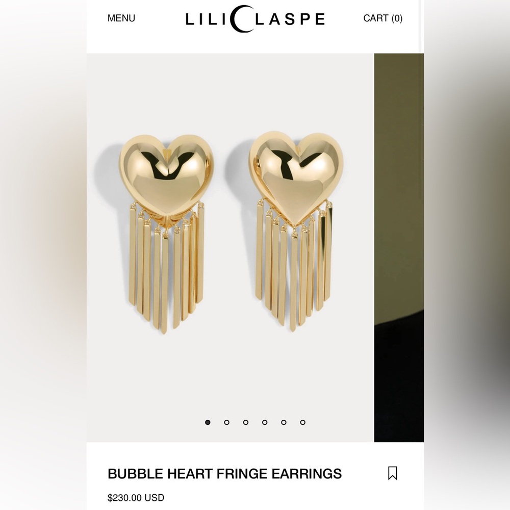 Gold Heart Fringe Drop Earrings - Elegant Statement Jewelry - Picture 7 of 8